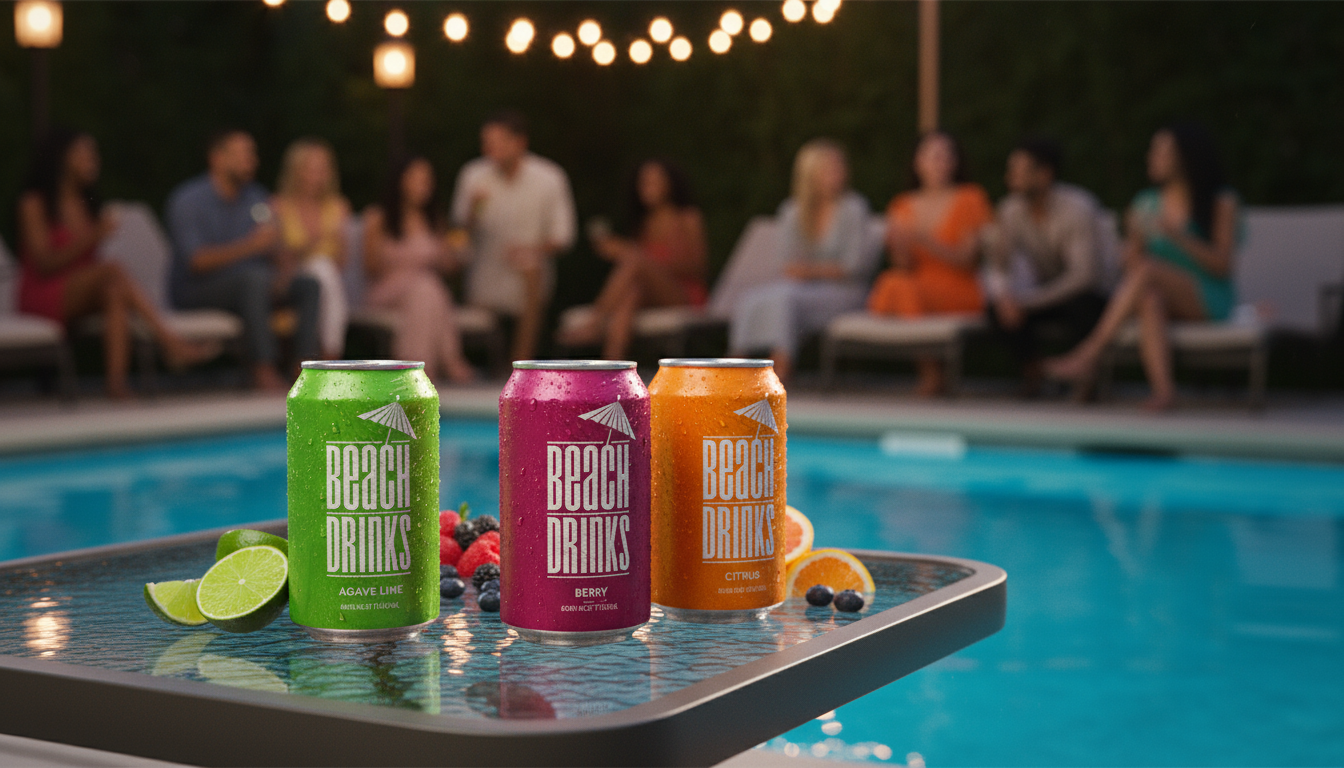 Beach Drinks FL - Canned cocktails poolside