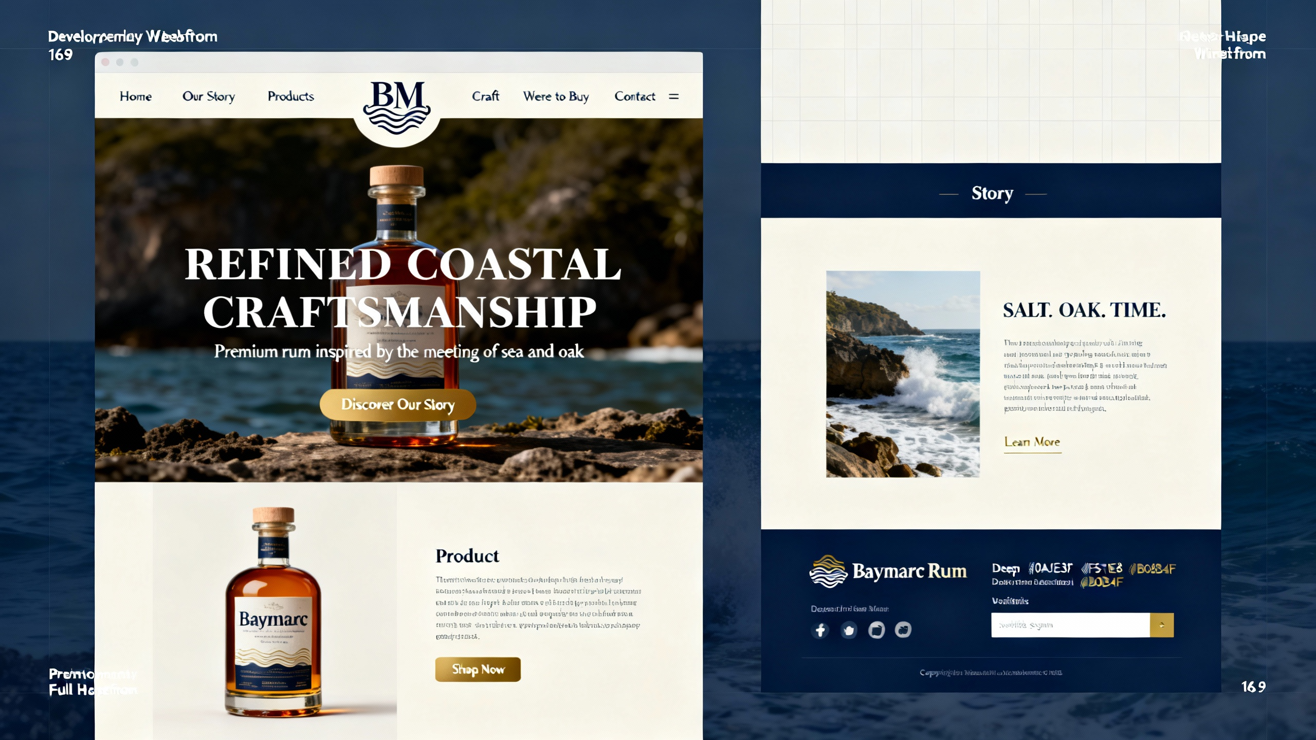 Baymarc Rum website homepage mockup