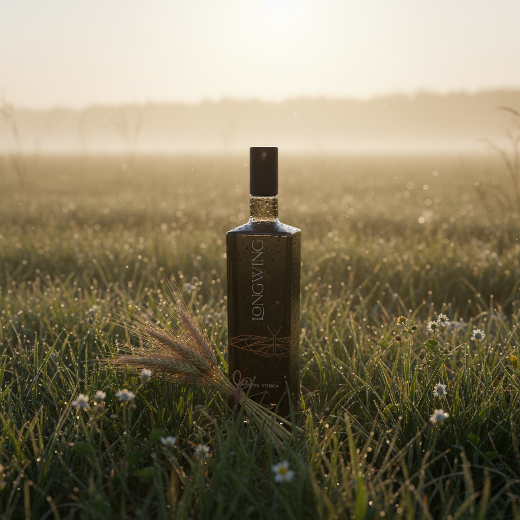 Open grain field imagery from the Longwing Vodka brand concept