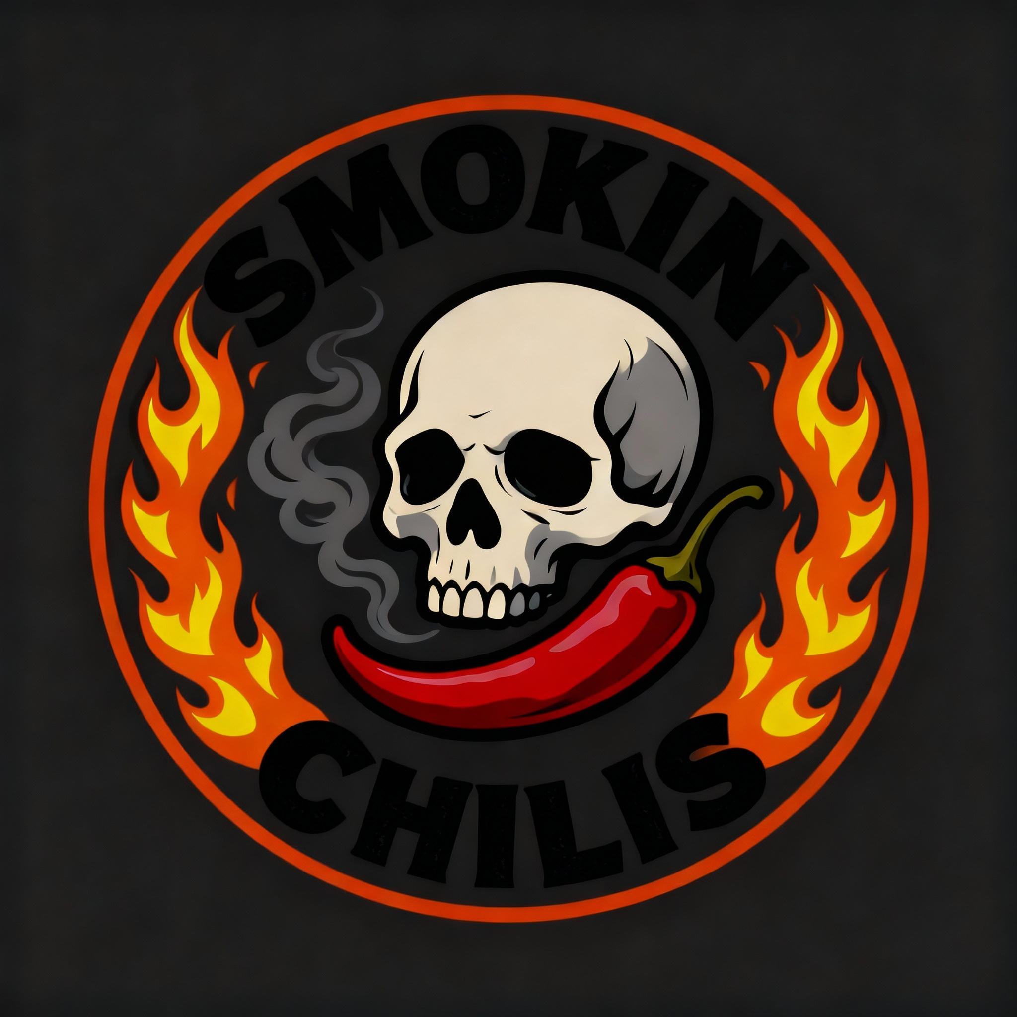 Smokin' Chilis primary logo featuring flaming chili pepper artwork